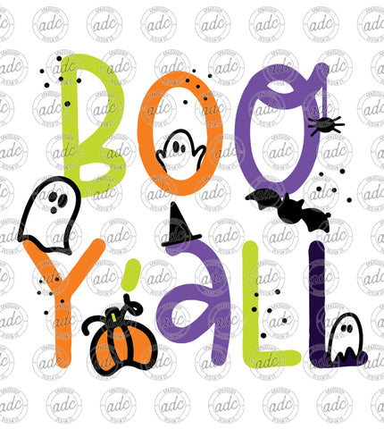 Bright Boo Y'all Halloween Sublimation Design