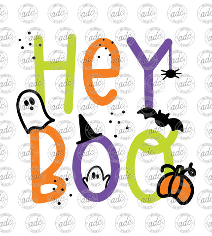 Bright Hey Boo Halloween Sublimation Design