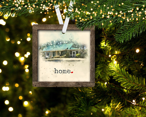 Custom House Photo Square Sublimation Ornament Design