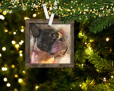 Custom Pet Photo Square Sublimation Ornament Design