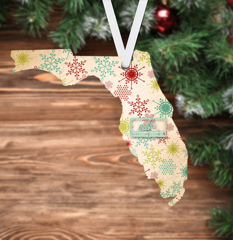 State of Florida Shaped Sublimation Hardboard Single Sided Ornament