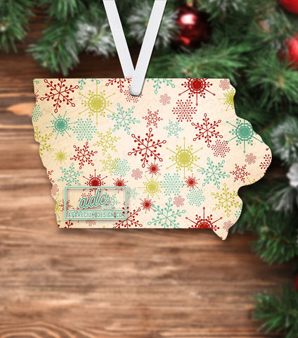 State of Iowa Shaped Sublimation Hardboard Single Sided Ornament