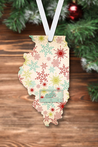 State of Illinois Shaped Sublimation Hardboard Single Sided Ornament