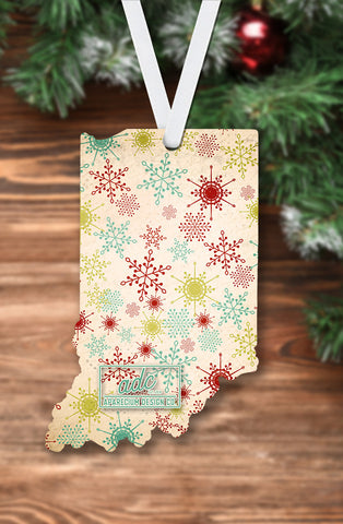 State of Indiana Shaped Sublimation Hardboard Single Sided Ornament