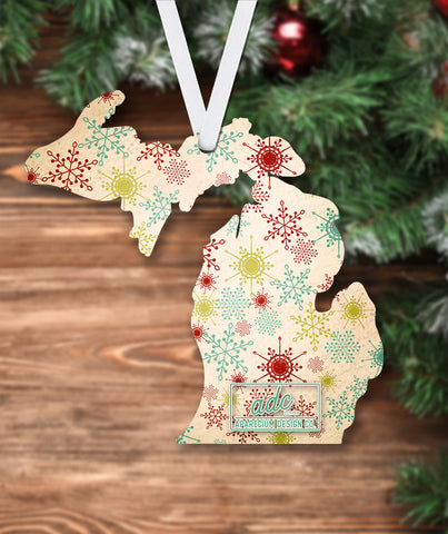 State of Michigan Shaped Sublimation Hardboard Single Sided Ornament