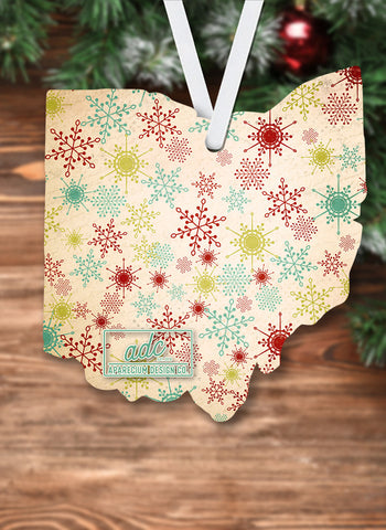 State of Ohio Shaped Sublimation Hardboard Single Sided Ornament