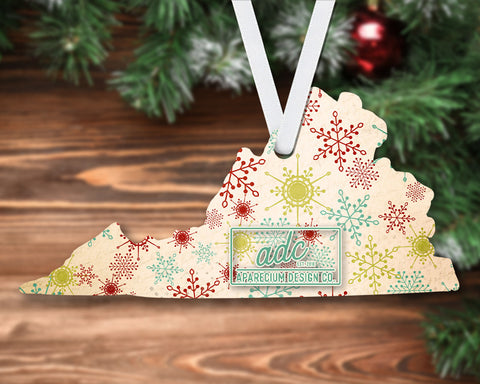 State of Virginia Shaped Sublimation Hardboard Single Sided Ornament