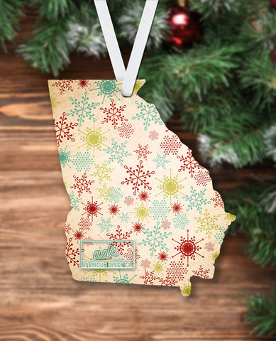 State of Georgia Shaped Sublimation Hardboard Single Sided Ornament